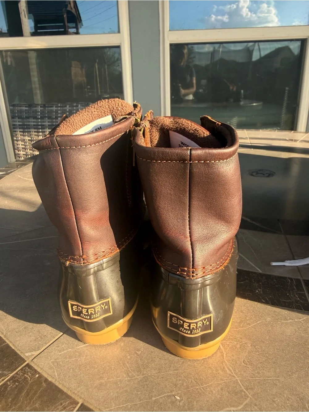 Sperry Brown and Yellow Lace-Up Duck Boots